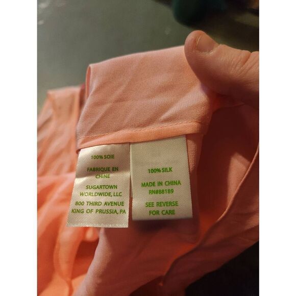 Lilly Pulitzer Dahlia Peachy Pink Silk tank sz XS - Picture 4 of 6